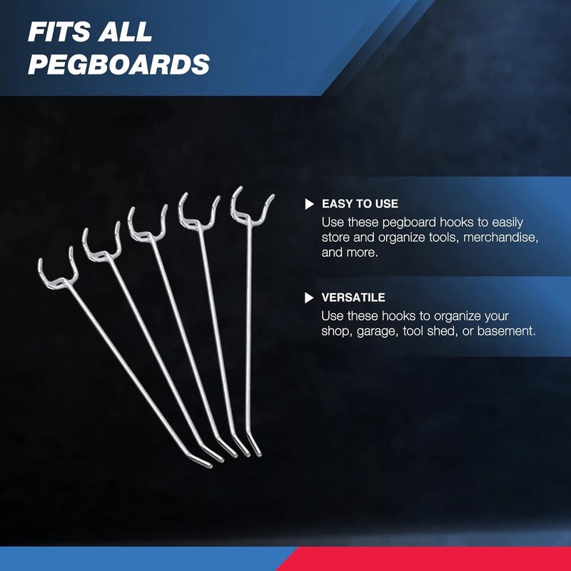 Neiko 53102A 6â€ Pegboard Hook Organizer Kit, 50 Pack, Hanging Hooks Set for Garage Organization, Great for Wall Hanging and Shelving, Tool Storage, Craft Organizing - Image 3