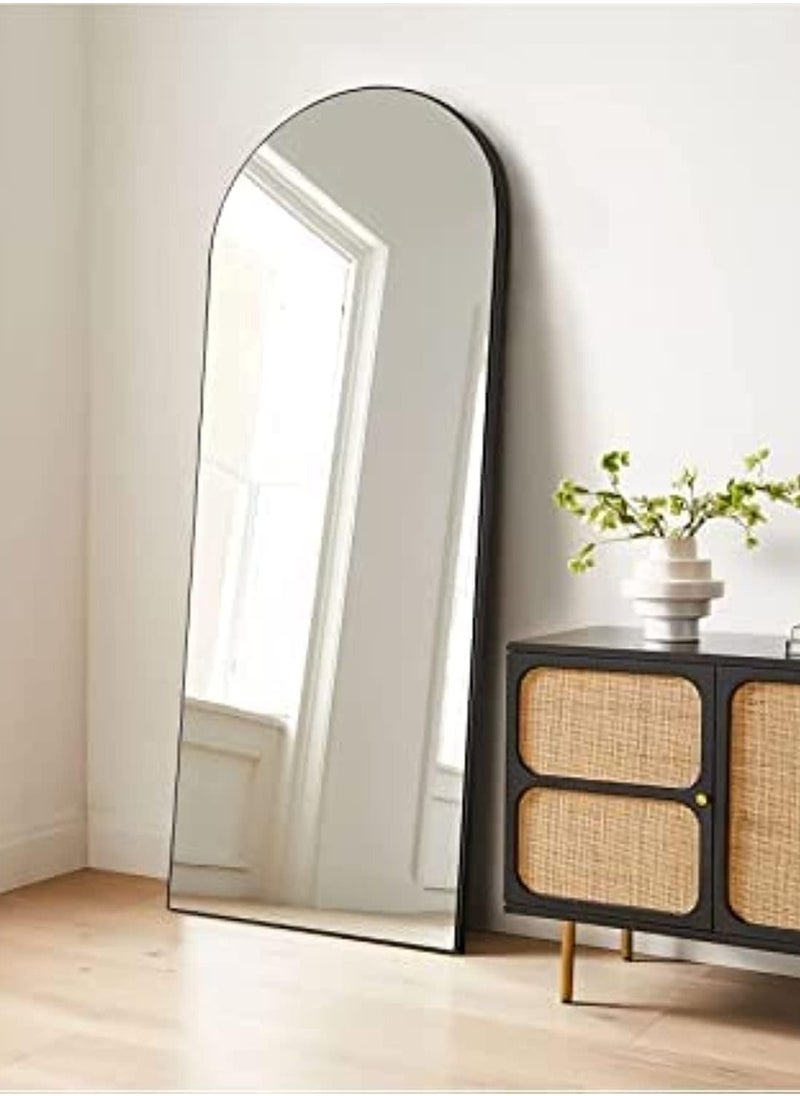 Decorhills Arched Full-Length Mirror – Modern & Elegant Full Body Mirror for Bedroom, Living Room, Makeup Room & Bathroom – Wall-Mounted or Freestanding – Large & Durable Design – White Frame, 70x180cm  - Image 1