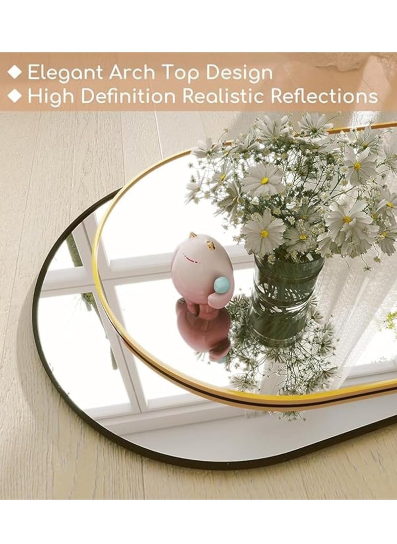 Decorhills Arched Full-Length Mirror – Modern & Elegant Full Body Mirror for Bedroom, Living Room, Makeup Room & Bathroom – Wall-Mounted or Freestanding – Large & Durable Design – White Frame, 70x180cm  - Image 2