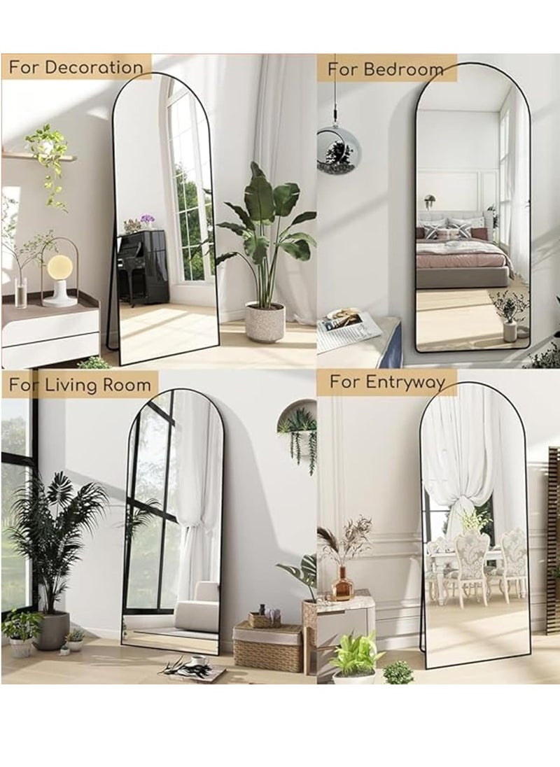 Decorhills Arched Full-Length Mirror – Modern & Elegant Full Body Mirror for Bedroom, Living Room, Makeup Room & Bathroom – Wall-Mounted or Freestanding – Large & Durable Design – White Frame, 70x180cm  - Image 4