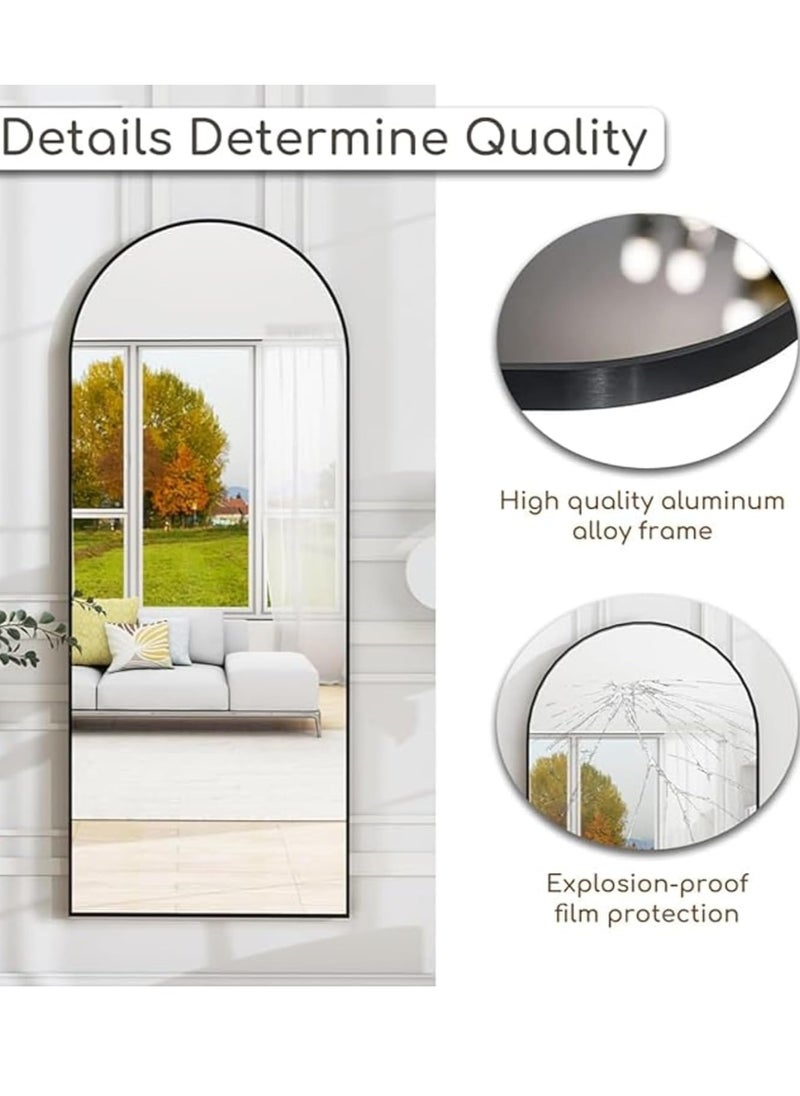 Decorhills Arched Full-Length Mirror – Modern & Elegant Full Body Mirror for Bedroom, Living Room, Makeup Room & Bathroom – Wall-Mounted or Freestanding – Large & Durable Design – White Frame, 70x180cm  - Image 5