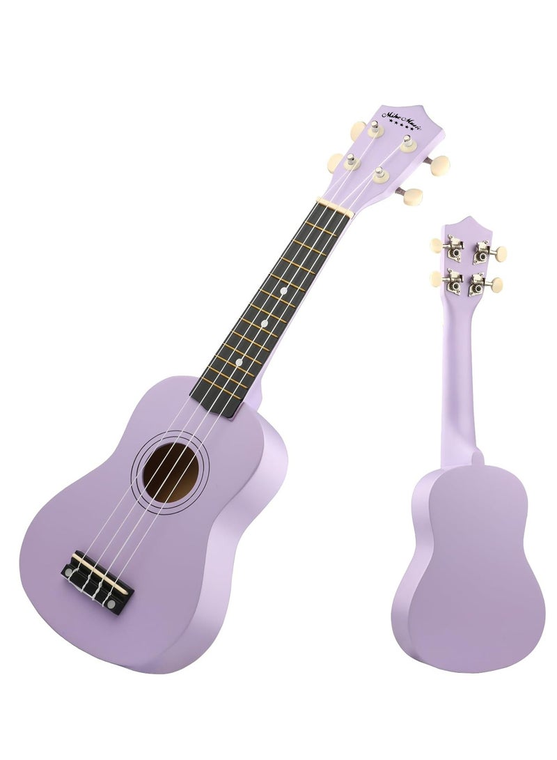 مايك ميوزيك غيتار سوبرانو أوكوليلي للأطفال البالغين 21 بوصة للمبتدئين أوكاليلي أوكي أوكي هاواي غيتار صغير للأطفال المبتدئين طلاب الغيتار الصغير مع حقيبة جيج، 1 وتر احتياطي وملتقط - أرجواني - Image 3