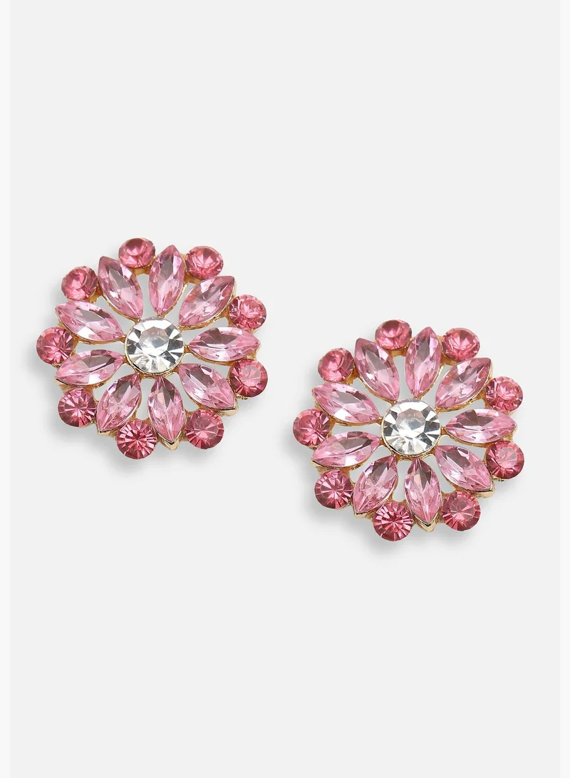 SOHI Gold Plated Party Designer Stone Stud For Women