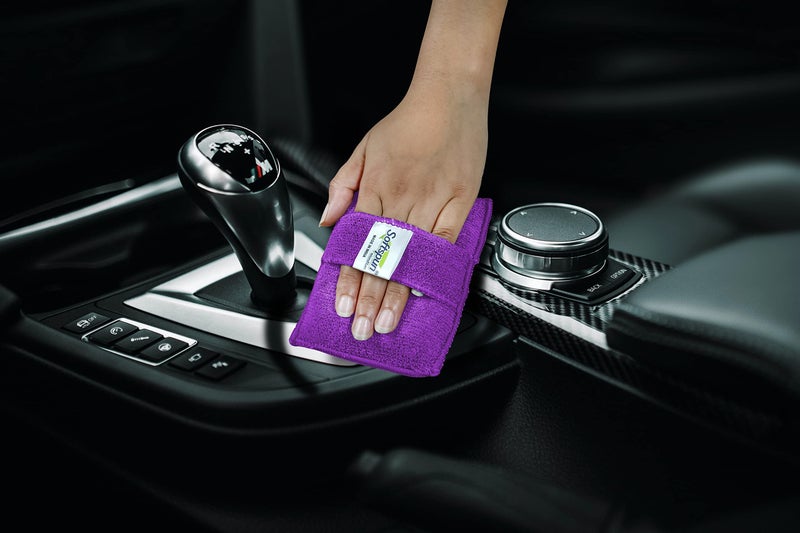 SOFTSPUN Microfiber Reusable Square Polishing Pad, 6 Pieces Set, (Purple) Multipurpose. Ultra-Soft Applicator Pads with Finger Band Perfect Cleaning for Car, Bike, Window, and More. - Image 3