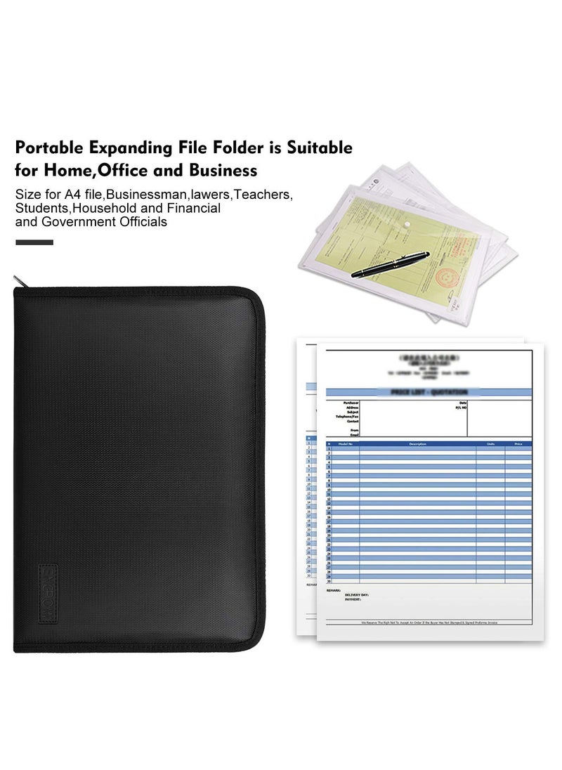 Excefore - 13 Pocket Expanding File Folder Document Organizer A4 Size Accordian File Folder Organizer Accordion Folder with Color Labels Zipper Closure Non-Itchy Silicone Coated Portable Filing Pouch - Image 1