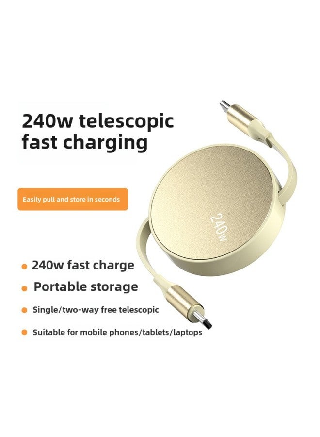 240W Fast Charge Retractable Cable C To C Applicable To Apple 16 Huawei Iphone Xiaomi Notebook PD Data Cable-Model:Champagne Color - Image 1