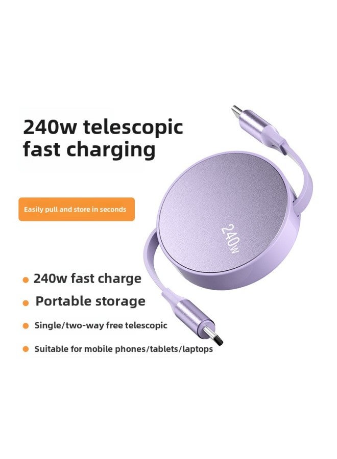 240W Fast Charge Retractable Cable C To C Applicable To Apple 16 Huawei Iphone Xiaomi Notebook PD Data Cable-Model:Champagne Color - Image 5
