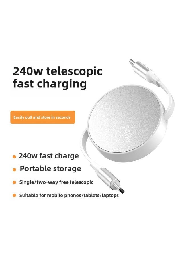 240W Fast Charge Retractable Cable C To C Applicable To Apple 16 Huawei Iphone Xiaomi Notebook PD Data Cable-Model:Champagne Color - Image 4