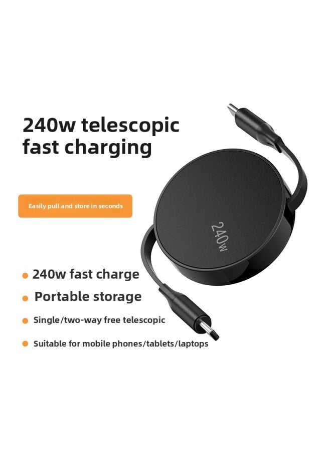 240W Fast Charge Retractable Cable C To C Applicable To Apple 16 Huawei Iphone Xiaomi Notebook PD Data Cable-Model:Champagne Color - Image 3