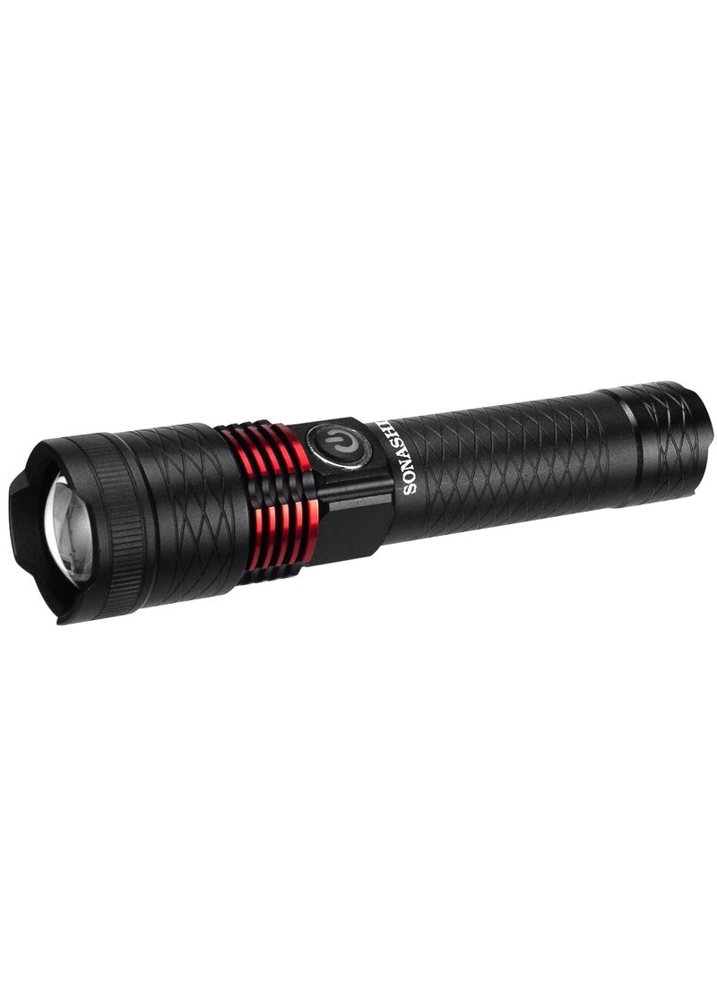 SONASHI - Rechargeable LED Torch with Zoom Function  5000mAh Battery with Long Range Coverage of 15 KM  Hyper Bright LED with 2 Hours of Continuous Working  LED Flashlights SLT-601 - Image 1