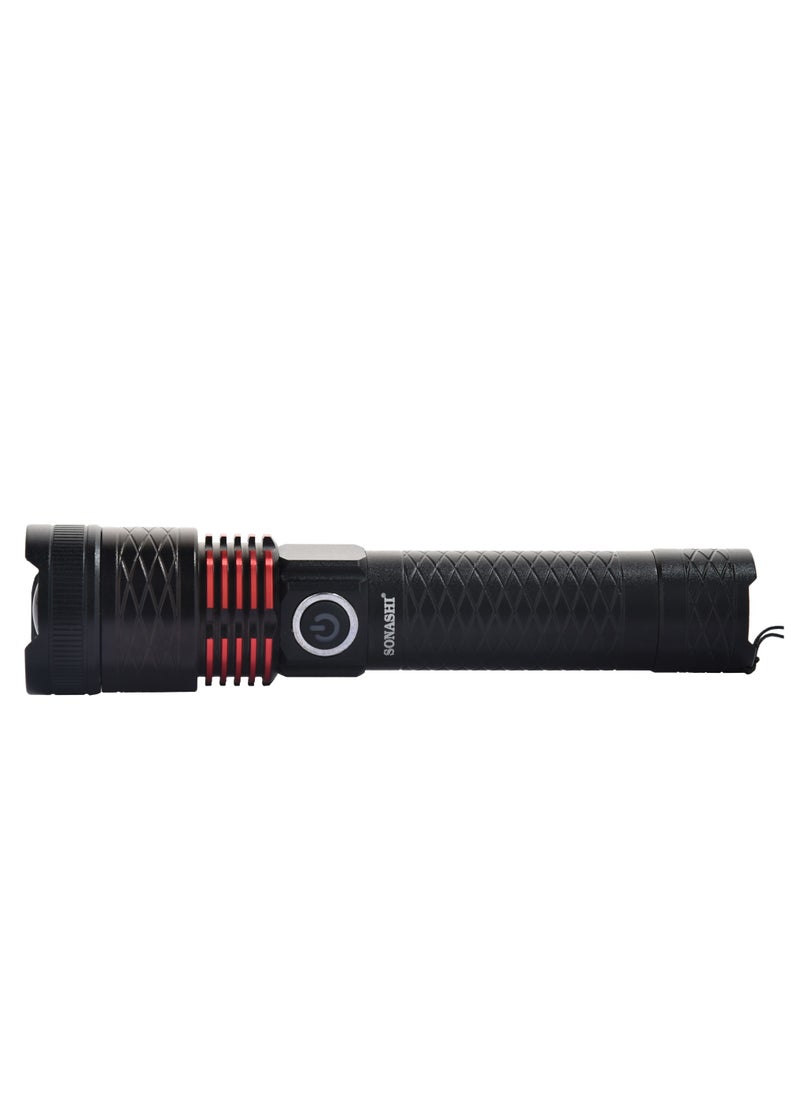 SONASHI - Rechargeable LED Torch with Zoom Function  5000mAh Battery with Long Range Coverage of 15 KM  Hyper Bright LED with 2 Hours of Continuous Working  LED Flashlights SLT-601 - Image 1
