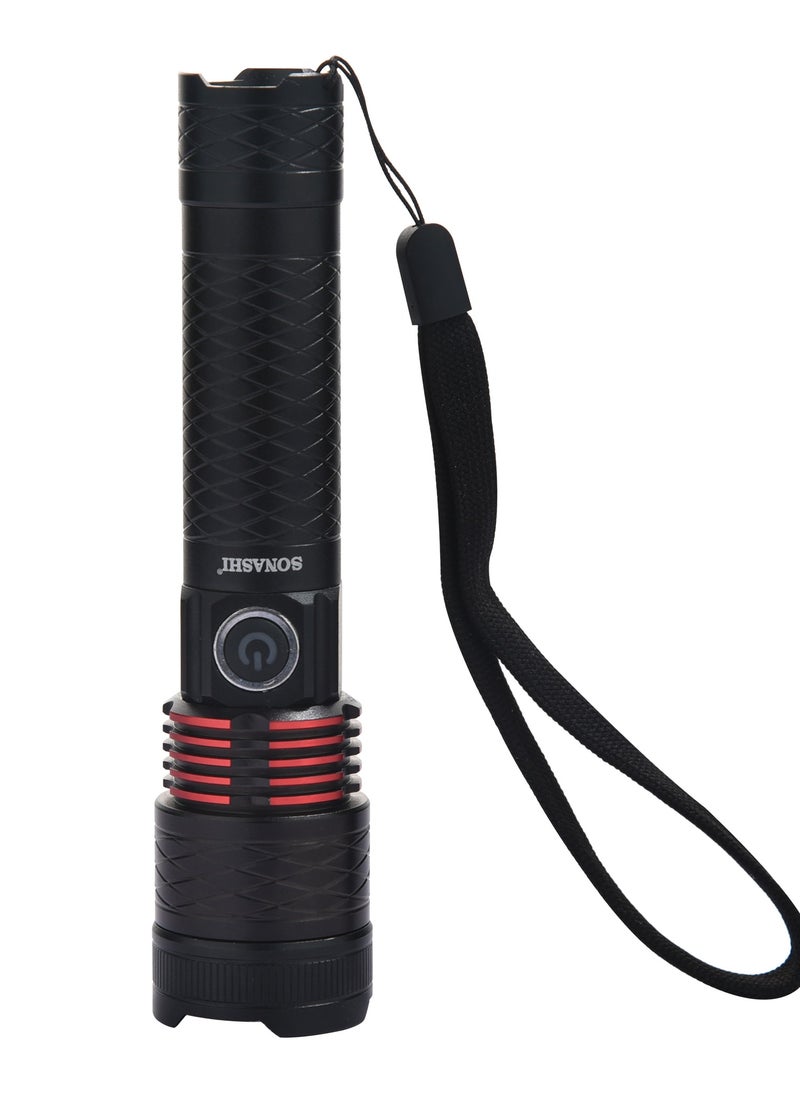 SONASHI - Rechargeable LED Torch with Zoom Function  5000mAh Battery with Long Range Coverage of 15 KM  Hyper Bright LED with 2 Hours of Continuous Working  LED Flashlights SLT-601 - Image 1