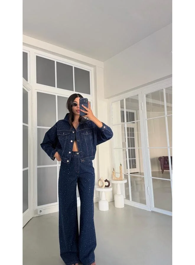 Gaus Navy Premium Stone Wash Denim Two-Piece Set GAUS-01953.