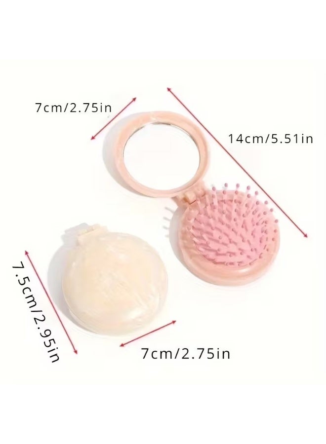 Goolsky [Hairbrush | Travel Comb] Travel Hairbrush with Mirror | Folding Massage Brush, Makeup Comb, Circular Styling Tool - Image 5