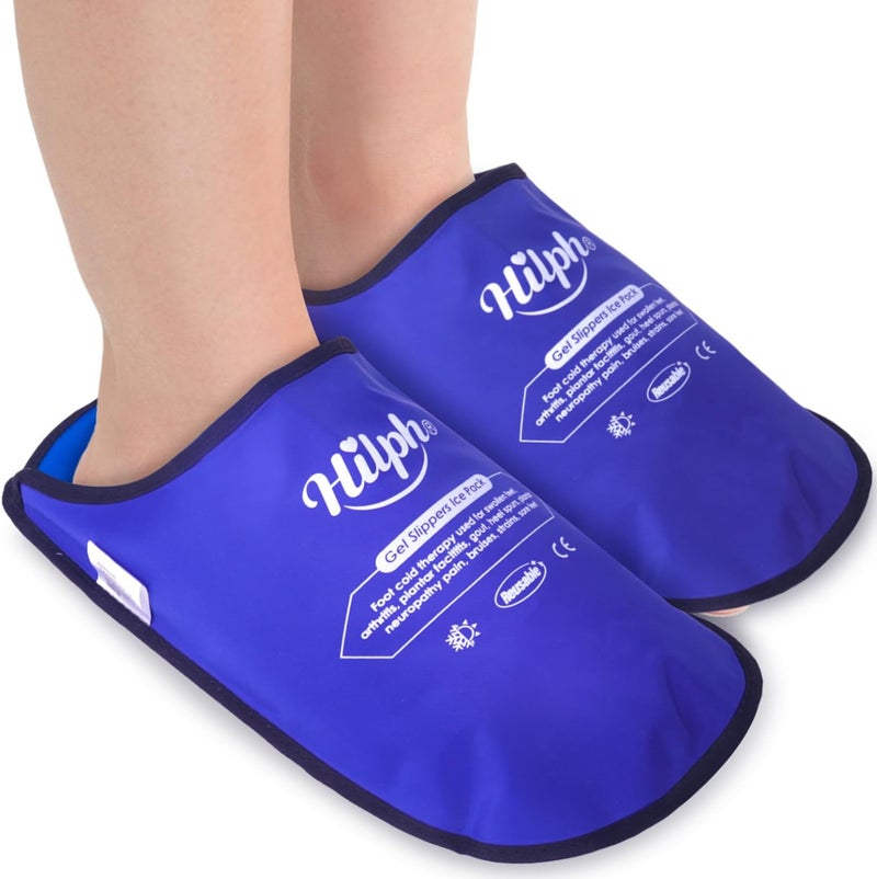 Hilph Foot Ice Pack Slippers for Plantar Fasciitis 2 Pack, Ice Pack for Feet Hot Cold Compression Therapy Gel Cooling Slippers for Foot Neuropathy, Diabetic Foot, Swollen Feet, Gout - Covering Toe - Image 1