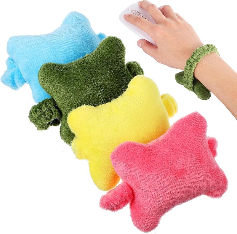 4pcs Mouse Wrist Rest Pads Set, Small Soft Cushions with Wrist Support Pillows for Computer Work and Gaming, Multi-Color (Army Green, Yellow, Pink, Blue) - Image 1