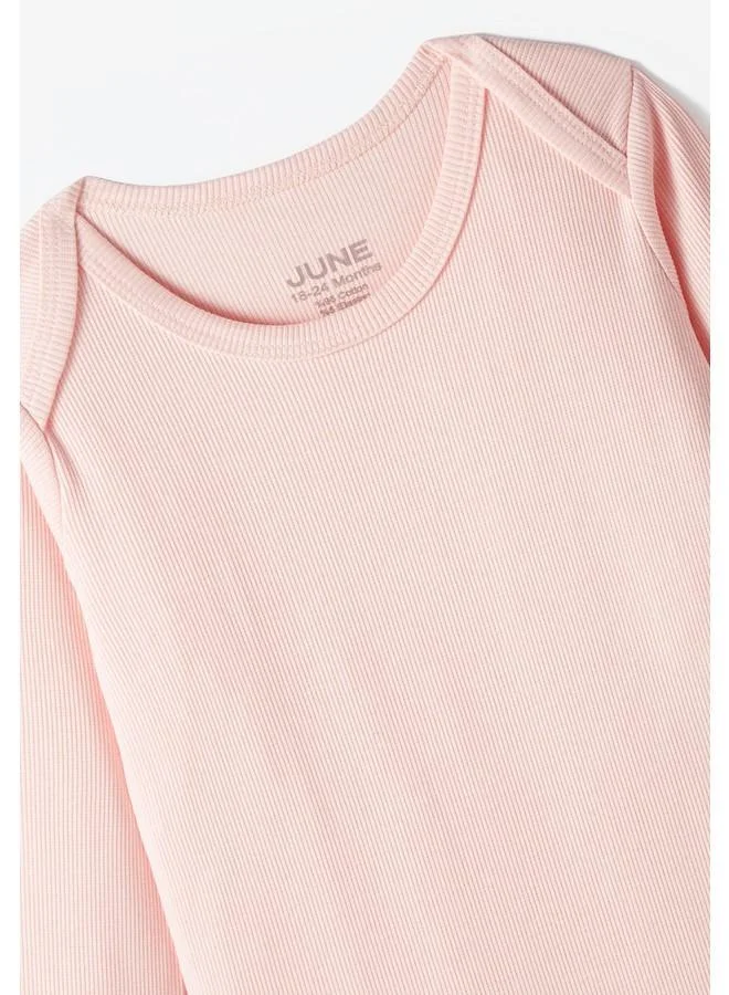 JUNE June Baby Camisole Long Sleeve Bodysuit and Bottom 2-Pack Set Pink