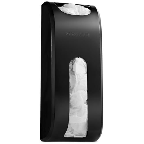 Manterio Plastic Bag Holder  Durable Plastic Wall Mount Kitchen Grocery Bag Storage Organizer  Smudge Proof Fingerprint Resistant  Black