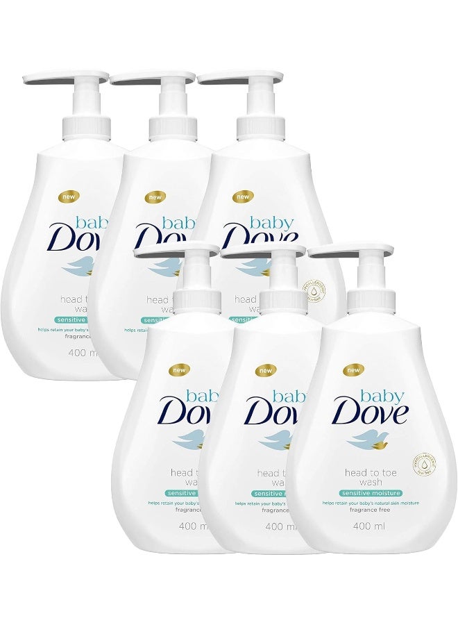 Dove غسول جسم دوف للأطفال من الرأس إلى القدمين - 6 عبوات × 13.52 أونصة سائلة / 400 مل - Image 1