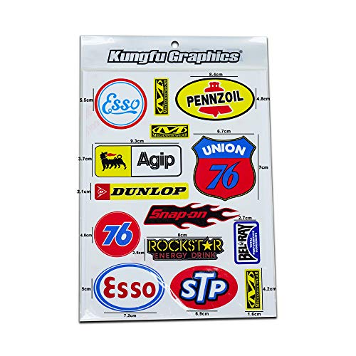 Kungfu Graphics Sponsor Logo Racing Sticker Sheet Universal (7.2X 10.2 inch), White - Image 1