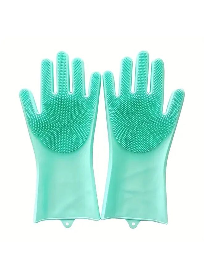 Green Kitchen Cleaning Gloves Durable Silicone for Pet Bathing Toilet Cleaning - Image 1