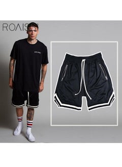 roaiss Men's Basketball Shorts Gym Shorts Sport Basketball Running Casual Drawstring Elastic Waist Color Block Knee Length Gymnatics Activewear Line Pattern  - Image 4