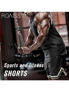 roaiss Men's Basketball Shorts Gym Shorts Sport Basketball Running Casual Drawstring Elastic Waist Color Block Knee Length Gymnatics Activewear Line Pattern  - Image 2