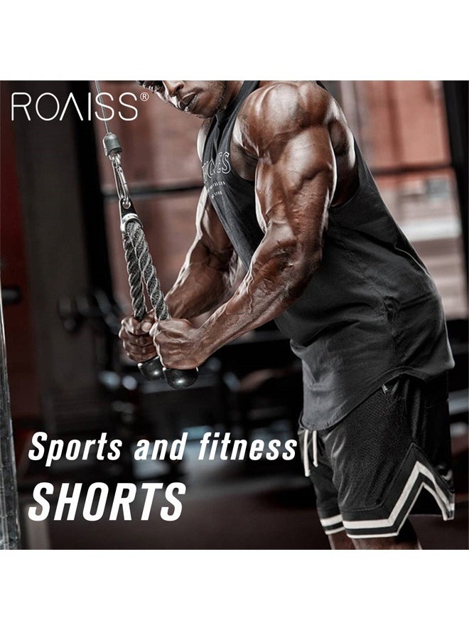 Men's Basketball Shorts Gym Shorts Sport Basketball Running Casual Drawstring Elastic Waist Color Block Knee Length Gymnatics Activewear Line Pattern