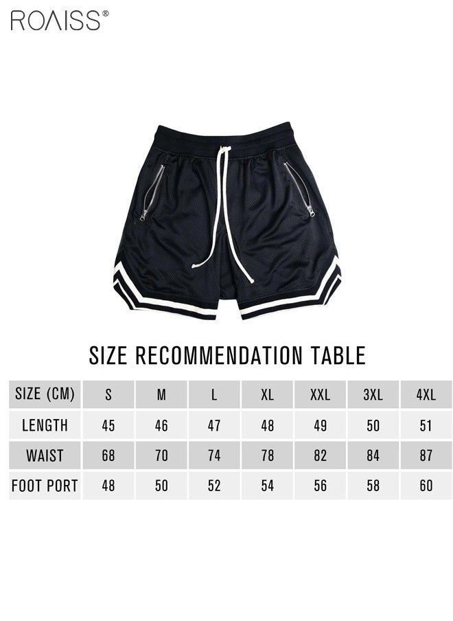 Men's Basketball Shorts Gym Shorts Sport Basketball Running Casual Drawstring Elastic Waist Color Block Knee Length Gymnatics Activewear Line Pattern