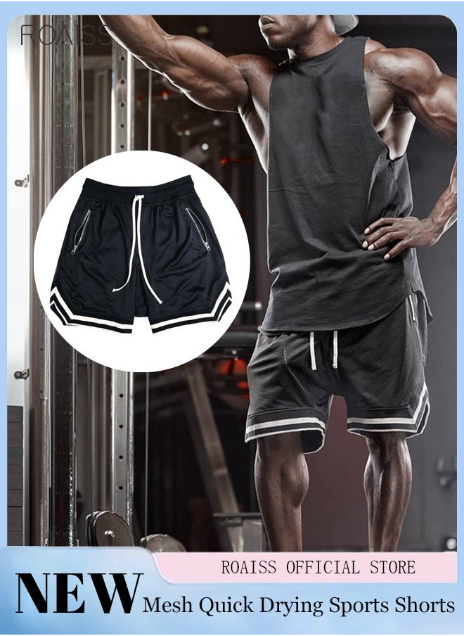 Men's Basketball Shorts Gym Shorts Sport Basketball Running Casual Drawstring Elastic Waist Color Block Knee Length Gymnatics Activewear Line Pattern