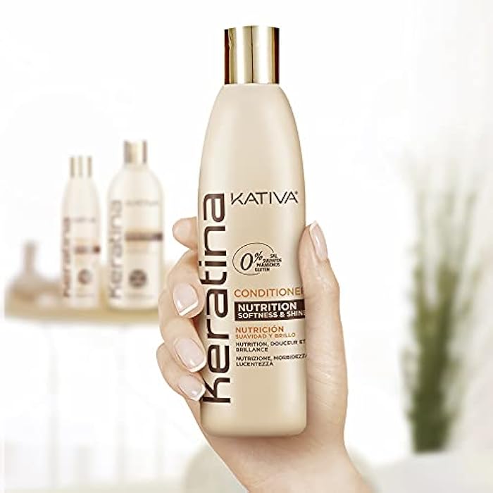 Kativa بلسم شعر كاتيفا، 8.45 أونصة سائلة، يعيد بناء ويقوي الشعر التالف، خالي من الكبريتات، خالي من الجلوتين، خالي من البارابين، خالي من الملح مع كيراتين مهدرج وسيراميدات لشعر ناعم ولامع ومغذى - Image 2