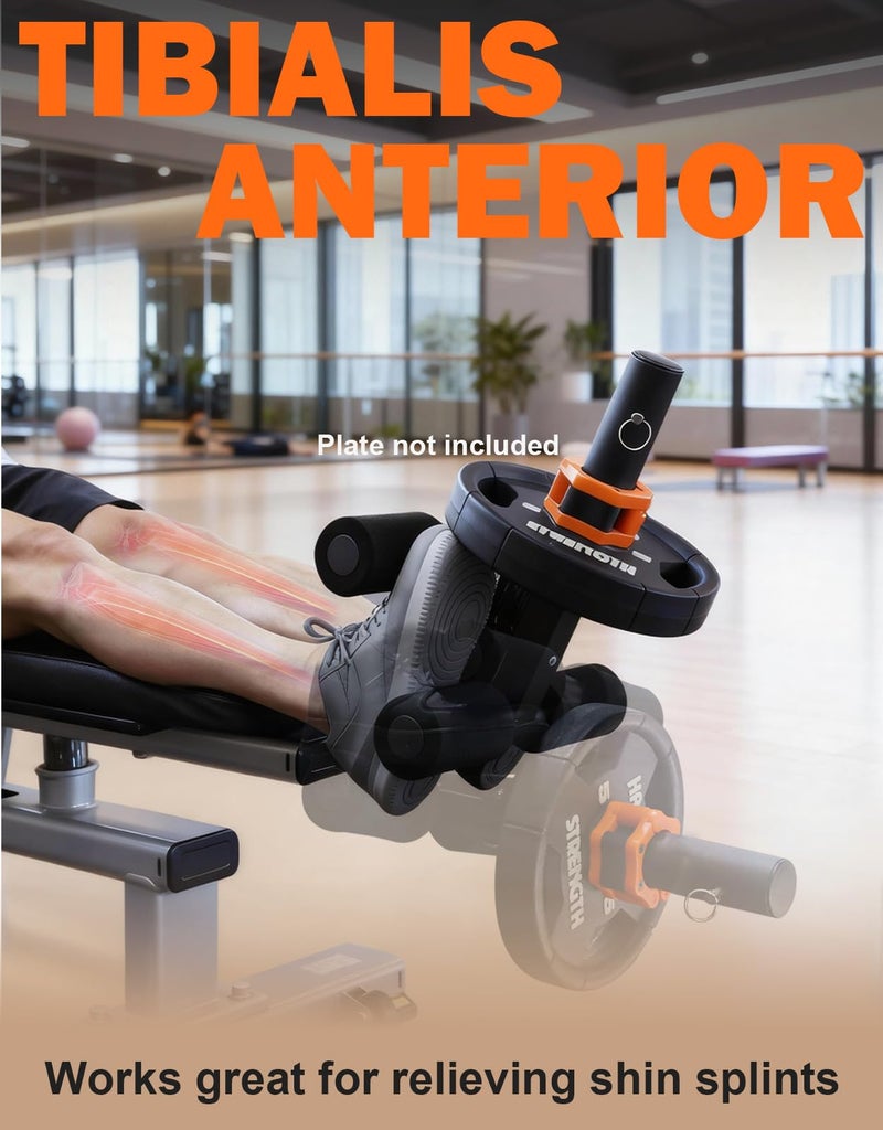 Fitarc بار فيتارك تيب، مدرب تيبياليس، آلة رفع الساق الخلفية، معدات الركبتين فوق أصابع القدم لتقوية الساقين/الساقين الأمامية/الكاحلين، أسود، تناسب أطباق الوزن 2" - Image 2