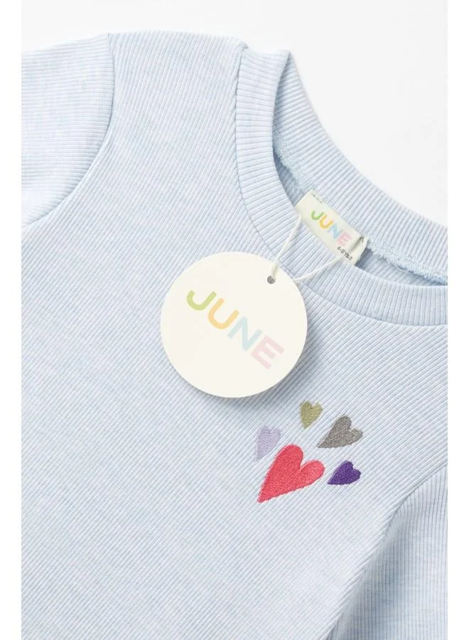 JUNE June Girl Embroidered Tshirt Blue