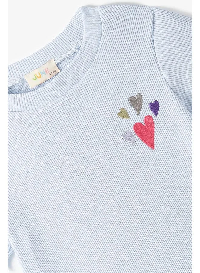JUNE June Girl Embroidered Tshirt Blue