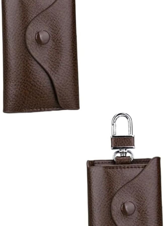 Genuine Leather Car Key Case Holder Universal Fob Wallet With Chain 2 Pack - Image 1