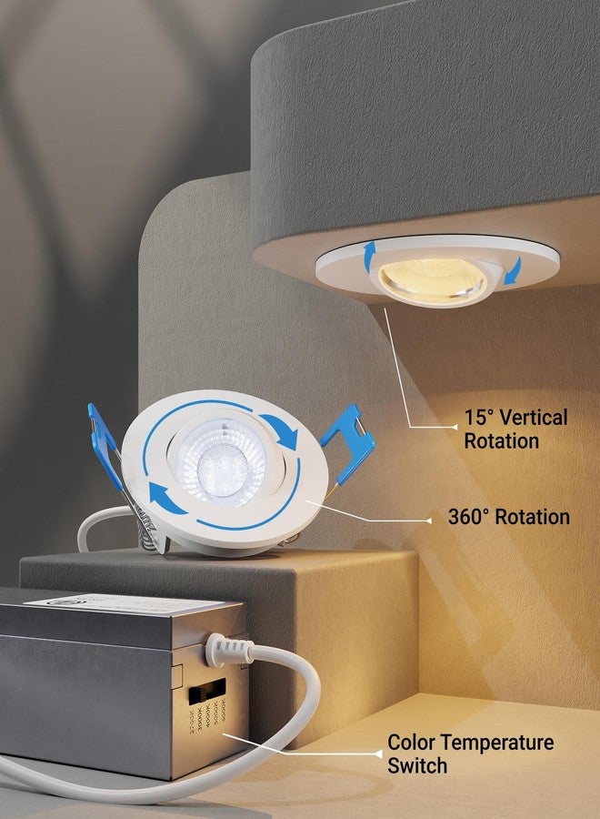صنكو لايتنغ مجموعة من 6 مصابيح LED غائرة من Sunco، مقاس 2 بوصة، بتصميم كروي مائل بدون علبة، مع صندوق توصيل معدني، بقوة 360 لومن، و5 واط، ودرجة حرارة لون قابلة للتحديد بين 2700 كلفن/3000 كلفن/4000 كلفن/5000 كلفن/6000 كلفن، قابلة للتعتيم، حاصلة على شهادة ETL. - Image 3
