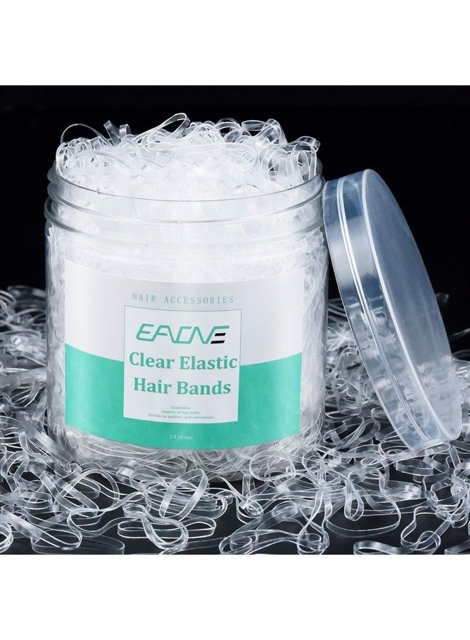 EAONE أربطة شعر مطاطية شفافة مرنة، EAONE 1500 قطعة أربطة شعر صغيرة بدون ضرر لربط شعر الأطفال، أربطة صغيرة لذيل الحصان، مرنة للنساء والفتيات، ملحقات تصفيف الشعر مع عبوة صندوقية - Image 1