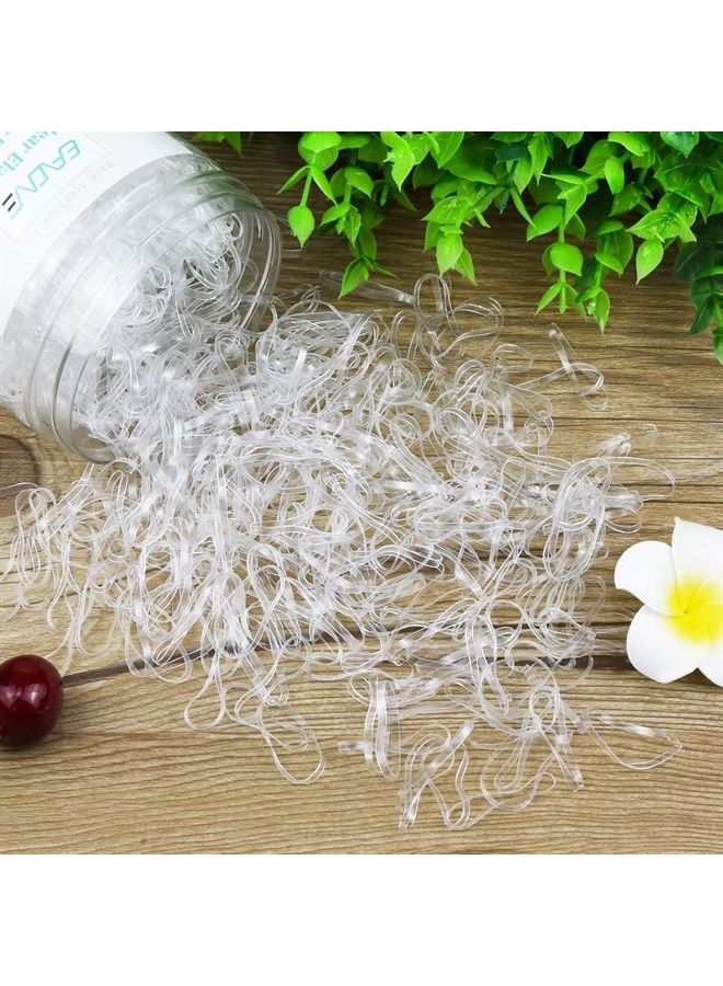 EAONE أربطة شعر مطاطية شفافة مرنة، EAONE 1500 قطعة أربطة شعر صغيرة بدون ضرر لربط شعر الأطفال، أربطة صغيرة لذيل الحصان، مرنة للنساء والفتيات، ملحقات تصفيف الشعر مع عبوة صندوقية - Image 2