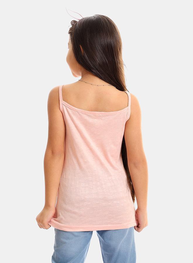 kady Girls Self Pattern Spaghetti Sleeves Tank Top girls - Image 3