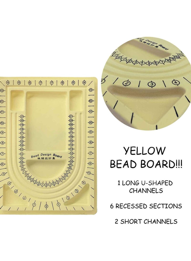 GGOOT Yellow Bead Board with Flock Design Beading Board Tray DIY Craft Tool for Girl and Necklace Beading Jewelry Designers bead board for bracelet making for jewelry making bracelet bead design for - Image 2
