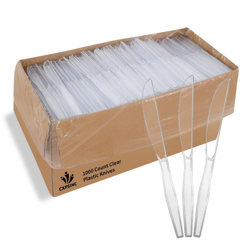 1000 PackHeavyweight Disposable Clear Plastic Cutlery Sets for Parties IncludesDisposable Clear Cutlery Combo Set 1000 Count Knives