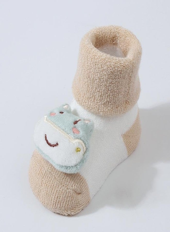 CUTEABLY - Designer Animal Face Ankle Length-Length Non-Slip Fancy Cotton Socks for Boys And Girls 0-6 Months, Multi - Image 2