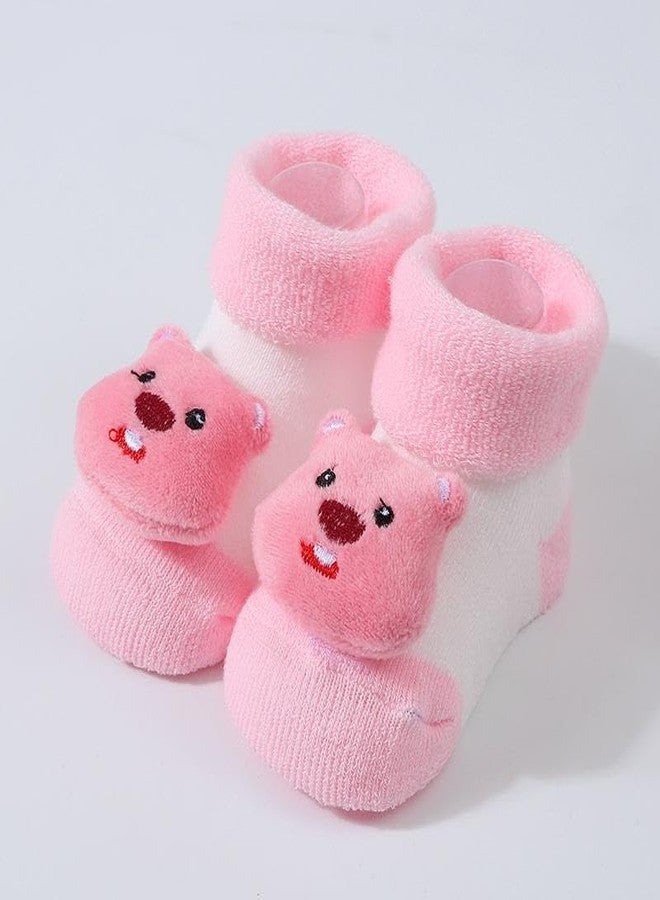 CUTEABLY - Designer Animal Face Ankle Length-Length Non-Slip Fancy Cotton Socks for Boys And Girls 0-6 Months, Multi - Image 3