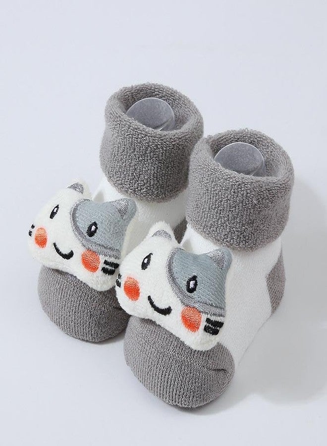 CUTEABLY - Designer Animal Face Ankle Length-Length Non-Slip Fancy Cotton Socks for Boys And Girls 0-6 Months, Multi - Image 4
