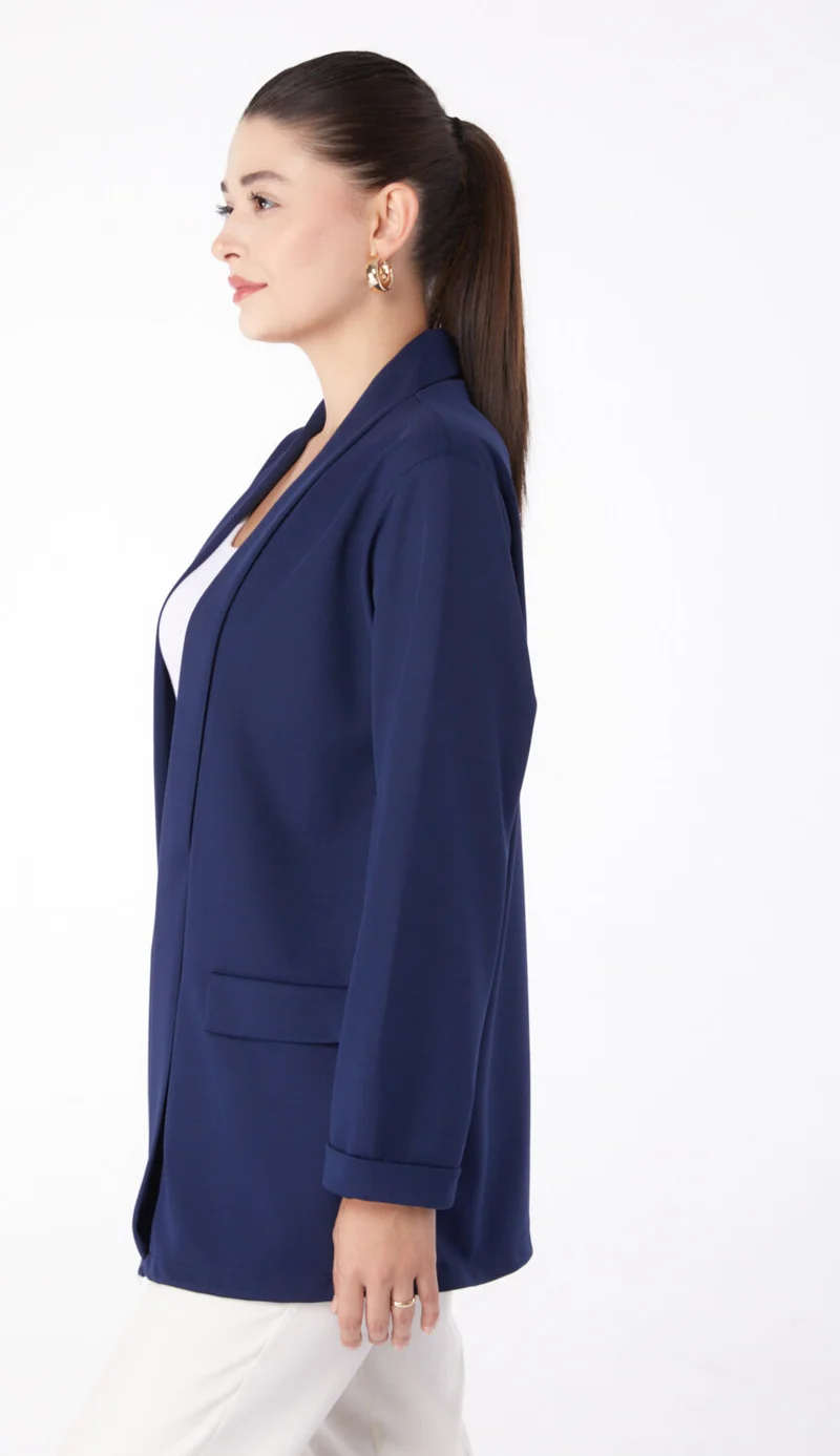 Tofisa Plain Medium Women's Navy Blue Pocket Detailed Jacket - 13261