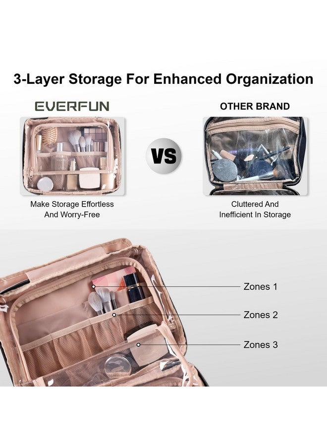 إيفر فن حقيبة أدوات الزينة للسفر من Everfun للنساء مزودة بحجرة مانعة للتسرب، ومنظمة لمستحضرات التجميل، ومجموعة أدوات الزينة، وإكسسوارات السفر الأساسية التي يجب اقتناؤها - Image 2