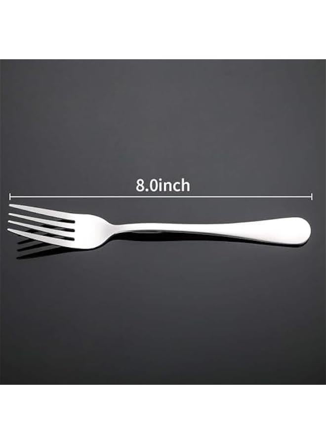 هوكور شوك فضية من تراسل، شوك عشاء 8 انش، مجموعة شوك من 12 شوكة فاخرة من الستانلس ستيل الامن غذائيا للمنزل والمطبخ والحفلات والمطعم، مصقولة عاكسة - Image 4