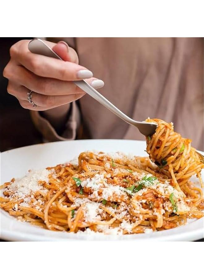 هوكور شوك فضية من تراسل، شوك عشاء 8 انش، مجموعة شوك من 12 شوكة فاخرة من الستانلس ستيل الامن غذائيا للمنزل والمطبخ والحفلات والمطعم، مصقولة عاكسة - Image 5