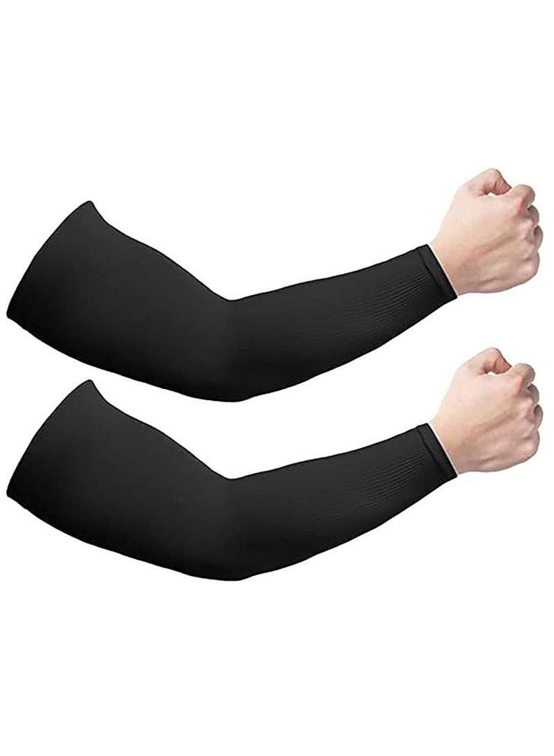 Generic 2 Pairs Sun UV Protection Cooling Arm Sleeves, for Men & Women, UPF 50 Arm Cover, Arm Sun Sleeves Compression UV Protection Cooling, Cycling, Driving, Golf, Running (Black) - Image 1