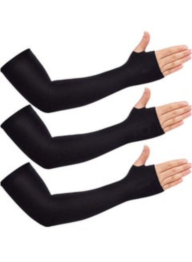 Generic 2 Pairs Sun UV Protection Cooling Arm Sleeves, for Men & Women, UPF 50 Arm Cover, Arm Sun Sleeves Compression UV Protection Cooling, Cycling, Driving, Golf, Running (Black) - Image 3